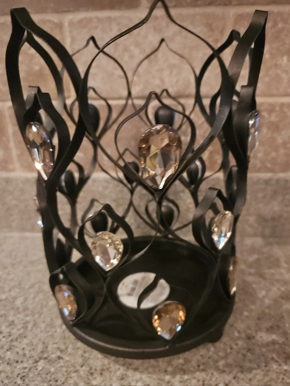 Pier 1 Wrought Iron Candle Holder With Jewel Embellishments
